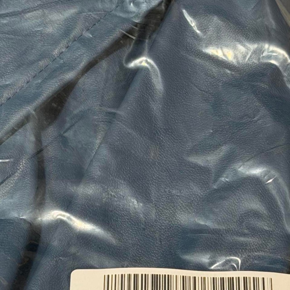 Womens Blue Faux Leather Trench Overcoat Jacket 2XL Navy Synthetic Coat